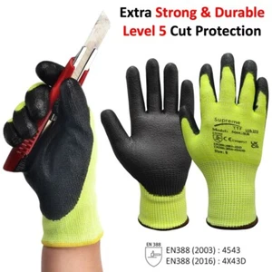 Cut Protection Gloves Lime Green Level 5 Anti-Cut Resistant Sharp Object Handle - Picture 1 of 8