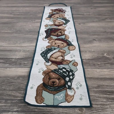 Teddy Bears Singing Carols Door Wall Tapestry w/ Neat Hanging rod 35"H x8.75"W - Image 1 of 4