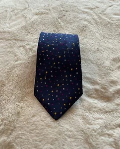 Hackett London Navy Blue Polka Dot Silk Tie - Picture 1 of 5