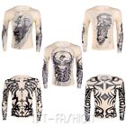 Hots Herren Freizeit 3D Tattoo T-Shirt Langarm Clubwear Unterhemd kurz Tank Tops