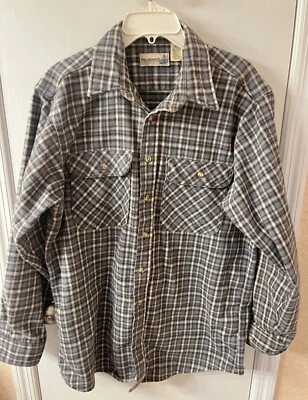 Camisa FieldMaster Para Hombre Azul/Gris Abotonada Manga Larga L Franela Pesada Foto 1 de 4