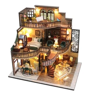 Mini Doll House Kit Miniature DIY Dollhouse with Furniture for Kids 2025 - Picture 1 of 12