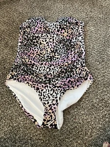 Veronica Beard Womens Cheetah Print Strapless Swimsuit Size Large New Nwot - Picture 1 of 9
