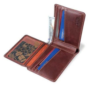 Handcrafted Custom Vintage Wallet, Personalized Bifold Card and Cash Wallet, - Picture 1 of 16