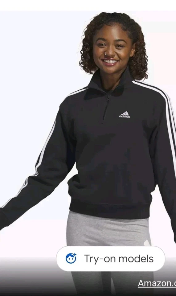 Adidas Women's Black Cropped Sweater Pullover with Tag Size M Was