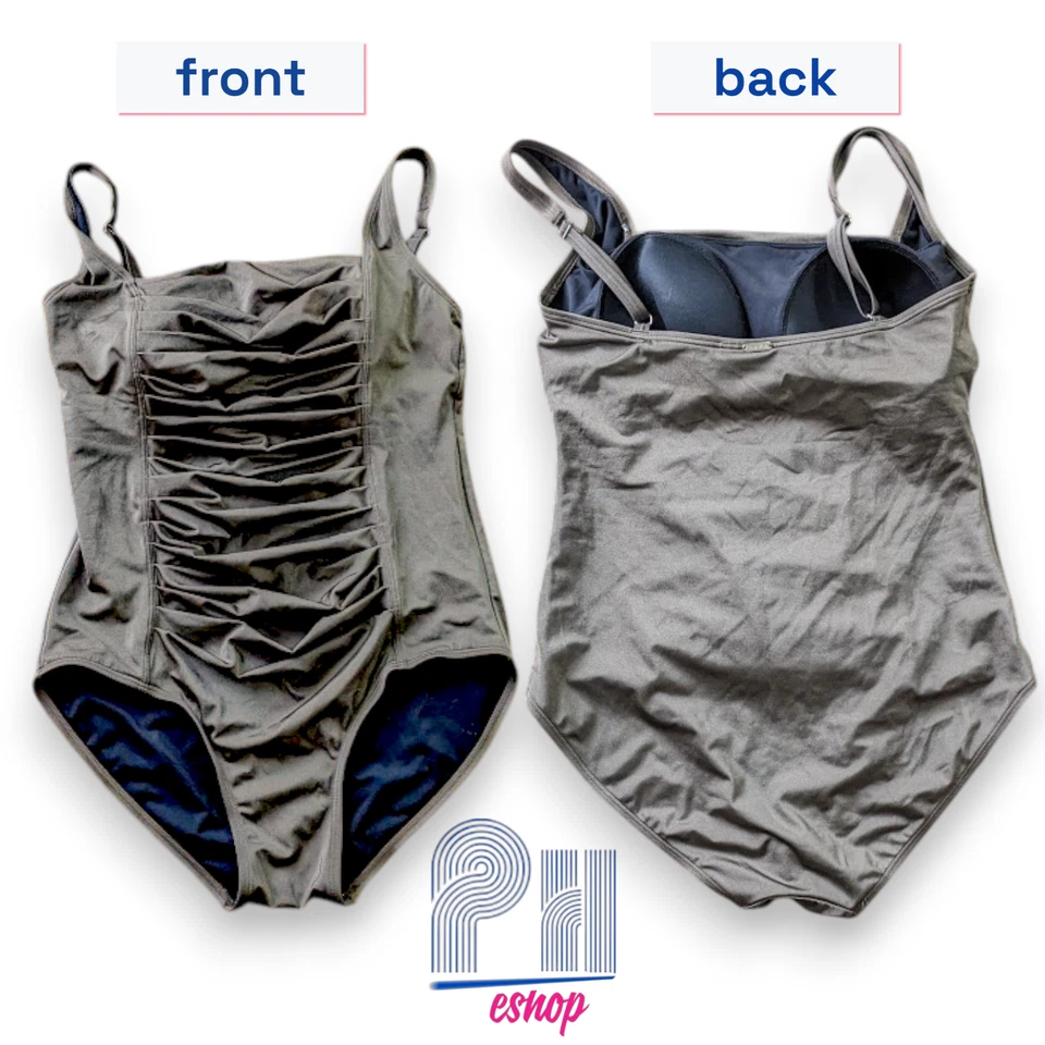 Traje de baño Calvin Klein cobertura completa plisado bronce metálico de una pieza para mujer 16 Foto 1 de 4