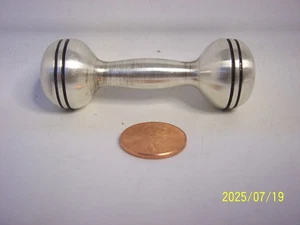 Vintage Sterling Silver Barbell Baby Rattle E70 WITH HALLMARKS 20.7 GRAMS 3 5/8" - Picture 1 of 5
