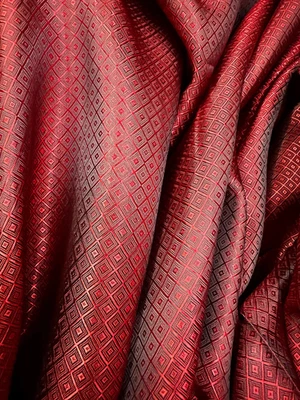 Dark Red Cupro Bemberg Lining Diamond Jacquard Fabric Material 60"W Suits Jacket - Image 1 of 2