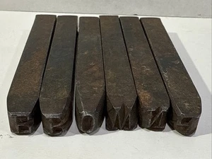 Six Machine Made Individual Steel Stamps 1/4" Height Letters E, B, M, N, O, P - Picture 1 of 3