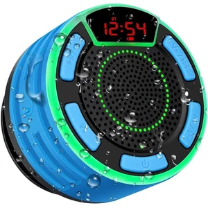 IPX7 Waterproof Speaker, Bluetooth Portable Wireless Shower Speakers with LED... - Picture 1 of 6