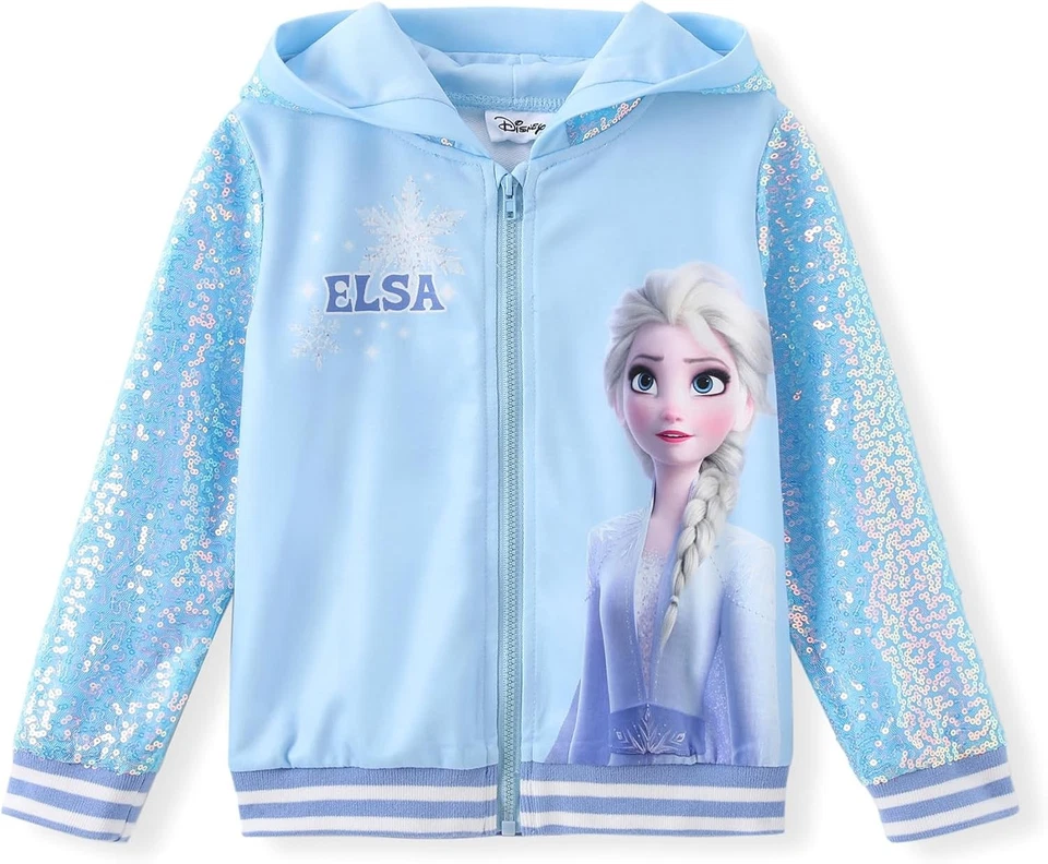Jaqueta Disney Frozen Elsa Stitch Minnie Mouse Criança Menina 3-4T, Elsa-azul  - Imagem 1 de 4
