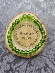 8MM PERIDOT CRYSTAL GEMSTONE BEADED BRACELET - Picture 1 of 2
