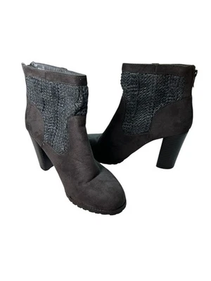 Juicy Couture ботинки JC Lupia серый женщин Sz 8,5 молнии назад коричневый серый замшевый вязаный - Изображение 1 из 4