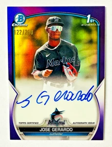 2023 1st Bowman Chrome Jose Gerardo AUTO Prospect RC PURPLE Refactor #/250! - Picture 1 of 3