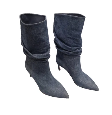 Bota PARIS TEXAS Azul Denim holgada hasta la pantorrilla con punta puntiaguda - 38 Foto 1 de 4