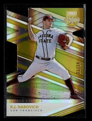 2020 Panini Elite Extra Edition #121 R.J. Dabovich Aspirations Die Cut Gold #/24 - Image 1 of 2