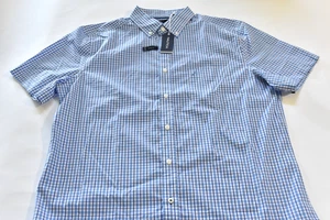 nautica men's short sleeve button up blue plaid size large new w tags - Picture 1 of 3
