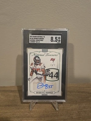 Panini National Treasures Derrick Brooks 2015 1 de 1 etiqueta de lavandería automática SGC 8,5 Foto 1 de 3