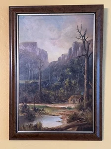 Antique New South Wales Australia Oil On Board Signed Rural Painting - FM Dunlop - Picture 1 of 17