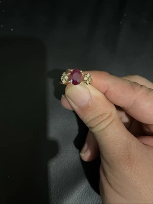 Elegant 9ct Yellow and White Gold Ruby and Diamond Ring - Image 1 of 4