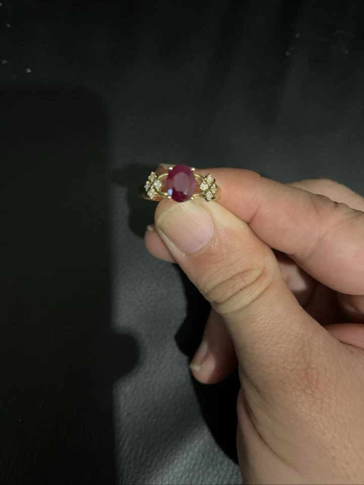 Elegant 9ct Yellow and White Gold Ruby and Diamond Ring - Image 1 of 4