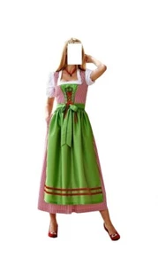 ABITO TRADIZIONALE DIRNDL VERDE CHIARO-ROSSO-BIANCO TG. 38 (19), 44 (22) 0714429217 - Foto 1 di 3
