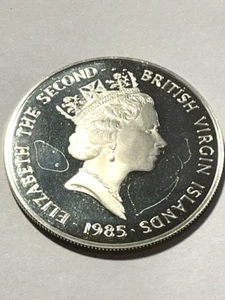 Islas Vírgenes Británicas 1985 20 dólares plata prueba manchas #3358 - Imagen 1 de 4