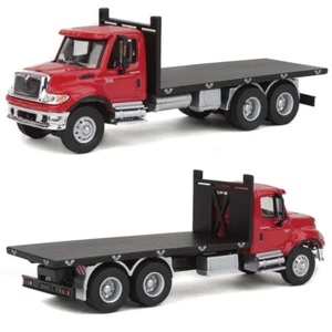 NEW Walthers 7600 3-Axle Flatbed Truck Red Cab Blk Flatbed HO Scale FREE US SHIP - Picture 1 of 1