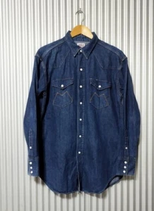 VTG 80s MAVERICK Denim western shirt. Size M. Tight fit. BLUE BRLL. Wrangler. - Picture 1 of 16
