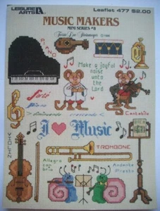 Music Makers instruments animals mini series #8 cross stitch pattern - Picture 1 of 2