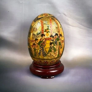 Satsuma japonés 4"" de alto, 5"" con base pintada a mano vintage - Imagen 1 de 11