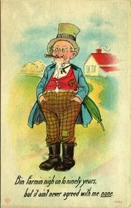 Farming ninety years ain't never agreed with me Grumpy Man Cigar Postcard - Picture 1 of 2