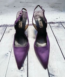 Versace Shoes | Vintage Versace Purple Satin Slingback Stiletto Heels UK 6.5 - Picture 1 of 7