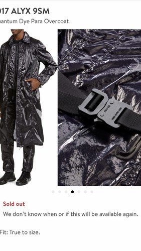 Cappotto uomo para tintura 1017 Alyx 9sm 2019. S. $1450