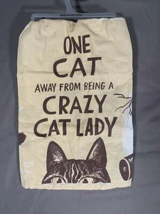 Kitchen Dish Towel 100% Cotton "One Cat Away Crazy Cat Lady" Decorative NEW - Foto 1 di 11