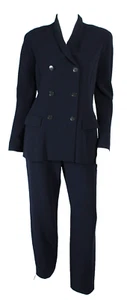 RALPH LAUREN COLLECTION Vintage Navy Blue Wool Blazer & Pant Suit Set 8 10 - Picture 1 of 21