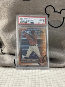 2022 BOWMAN 1ST EDITION ADRIAN SUGASTEY 1ST ORANGE FOIL /25 PSA 10 - Picture 1 of 2