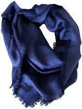 Authentic Louis Vuitton Night Blue Monogram Silk/Wool Shawl Scarf M72412