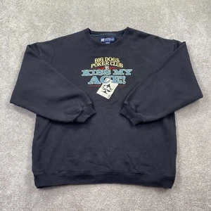 Vintage Big Dogs Poker Club Kiss My Ace Crew Neck Sweatshirt Size XL Black - Picture 1 of 9