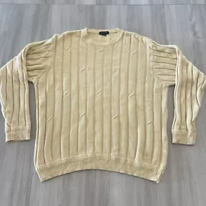Vintage Nautica Opa Zopfmuster 100% Baumwolle Pullover Pulli Gelb Herren XXL - Bild 1 von 7