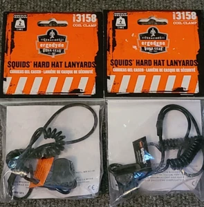 (2) Squids Black Coil Hard Hat Lanyard W/ Clamp Tool Lanyard Tenacious New - Picture 1 of 4
