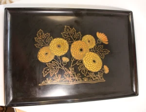 Vntg Couroc of Monterey großes Tablett Blumen Chrysantheme Mütter Mitte des Jahrhunderts Inlay - Bild 1 von 22
