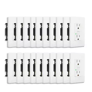 15AMP TR GFCI Receptacle Outlet with Wall Plate Weather Resistant WR White 20 PK - Picture 1 of 12