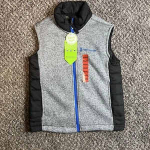 NEU Free Country Jungen Kunstfell Weste Größe Medium 10/12 Jungen grau Herbst Winter warm - Bild 1 von 5