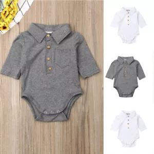 Newborn Baby Boy Girls Short Sleeve Romper Tops Outfit Jumpsuit Clothes Set - Picture 1 of 12