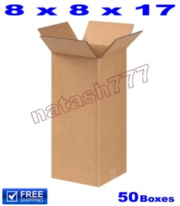50 - 8x8x17 Cardboard Boxes 32-ECT Mailing Packing Shipping Corrugated Carton - Picture 1 of 1