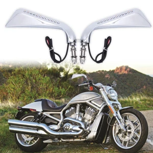 2x Rear View Mirrors LED Turn Signal Lights For Harley Road Street Eletra Glide - Bild 1 von 11