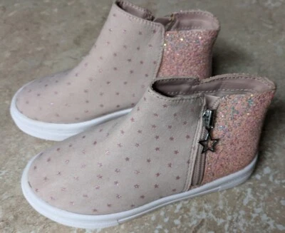 Niñas Talla 10 Botines Rosa con Estrellas y Brillo Botines Zapatillas Altas Nuevo Con Etiquetas Foto 1 de 4