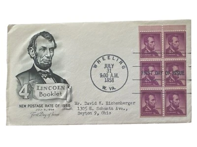 Abraham Lincoln 1958 Mint 4 cent stamp Booklet First Day Cover West Virginia - Image 1 of 4