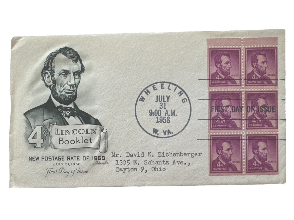 Abraham Lincoln 1958 Mint 4 cent stamp Booklet First Day Cover West Virginia - Image 1 of 4
